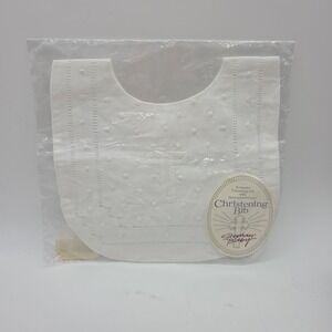 NEW "STEPHAN BABY" Christening Bib Keepsake Hand Tailored Cross White NWT